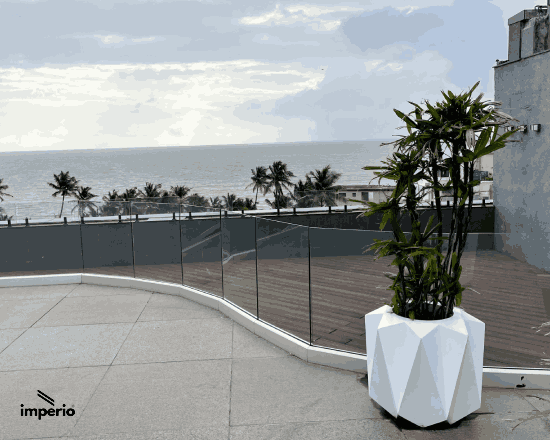curved glass railing for terrace by Imperio Railing
